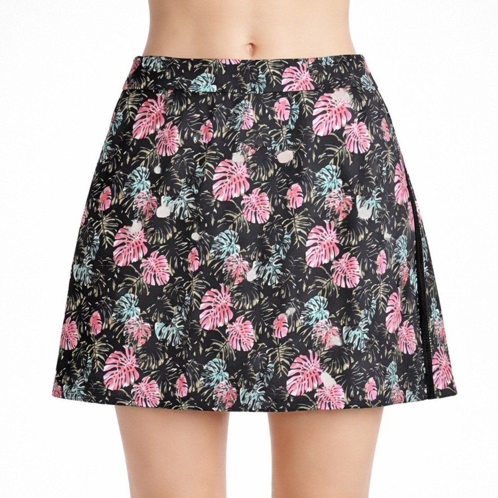 EP New York Skort Womens Large Black Multi Tropical Floral‎ 17.5" UV 50+ Casual